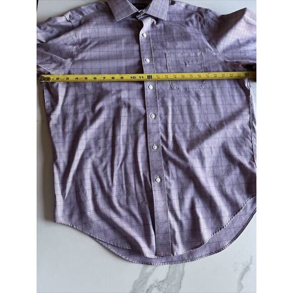 Lauren Ralph Lauren Men Classic Fit Non-Iron Button Up Plaid Shirt 16 34/35 Plum - Picture 8 of 16
